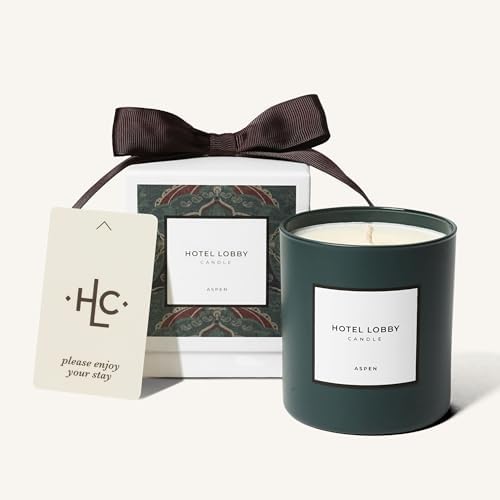 Hotel Lobby Aspen Candle – Luxury Hand-Poured 9.75oz Soy Wax with Cedarwood, Leather, Golden Embers, Smoke, and Pine – Infused with Essential Oils, 65-Hour Burn Time, Reusable Vessel, Clean Burn by HotelLobbyCandle
