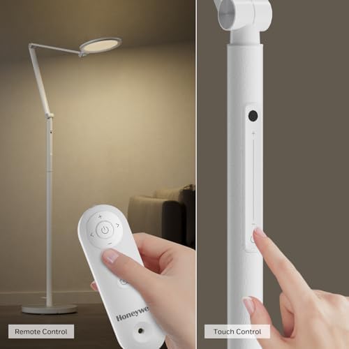 Honeywell F01 LED Floor Lamp, Dimmable Standing Light with Remote, White - Image 5