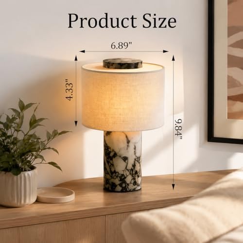 Marble Lamp, Lamps Rechargeable Modern Decorative Touch Dimmable Cordless Design Bedside Lamp for Home Decor, Bedroom, Living Room - Image 2
