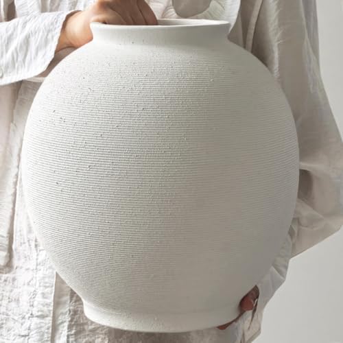 Extra Large White Ceramic Vase, 12.5" H Sandstone White by KayolinCommunity