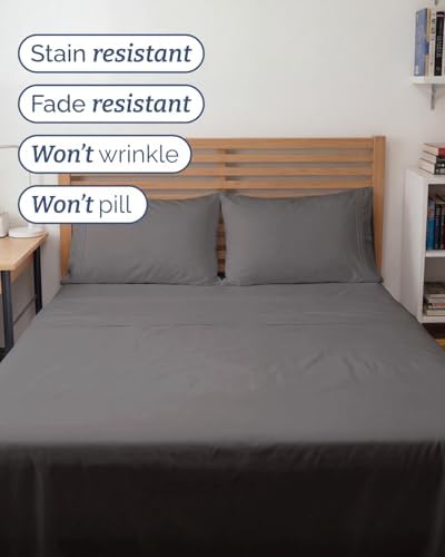 Full XL Sheets - 4 Piece Full XL Sheet Set - Cool & Breathable - Dark Grey - Image 5