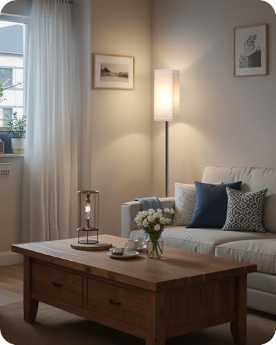 Set of 2 Floor Lamps for Living Room, Modern Tall Standing Lamps with Foot Switches, Bulb Not Included, 64.6'', for Living Room, Bedroom, Kids Room, ETL Listed, Beige and Black E07LDP205W1 - Image 3