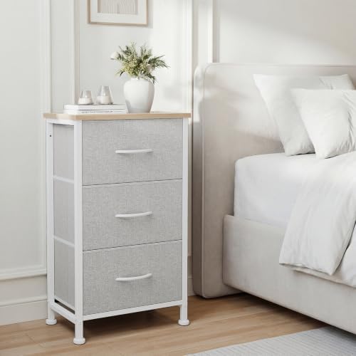 DUMOS 3 Drawer Nightstand for Bedroom, Small Night Stand Chest of Drawers - Image 2