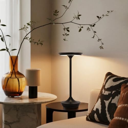 Rechargeable Cordless Table Lamp,Portable Outdoor Battery Operated LED Table Light Touch Control 3 Color Dimmable for Bedroom, Patio, Cofee,Dining Home,Restaurant&Living Room-Black - Image 5