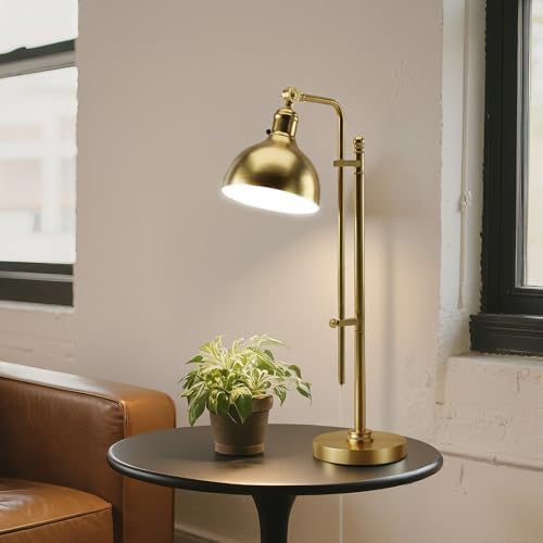 PARTPHONER Industrial Adjustable Desk Lamp for Home Office, Farmhouse Table lamp 29''-38'', Rustic Metal Task Desk Lamp in Brushed Gold Finish, Vintage Reading Lamp for Study Room，Gold - Image 3