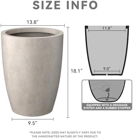 Kante Accent Round Tapered Weathered Concrete Planter 18.1" Tall, Outdoor - Image 2