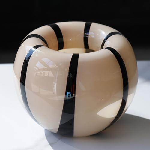 Black And White Striped Glass Vase Modern Decor Ceramic Vase For Flowers With Stripes - Aesthetic Room Decor For Living Room Shelf, Entryway Table - Image 2