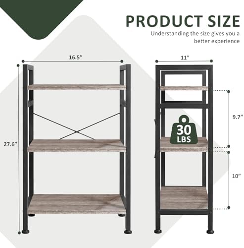 3 Tier Bookshelf, Free Standing Bookcase with Open Storage Shelves - Image 3