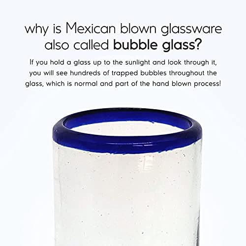 Cobalt Blue Rim 9 oz Juice Glasses (set of 6), Recycled Glass, Lead-free, Toxin-Free (9 oz Juice) - Image 3