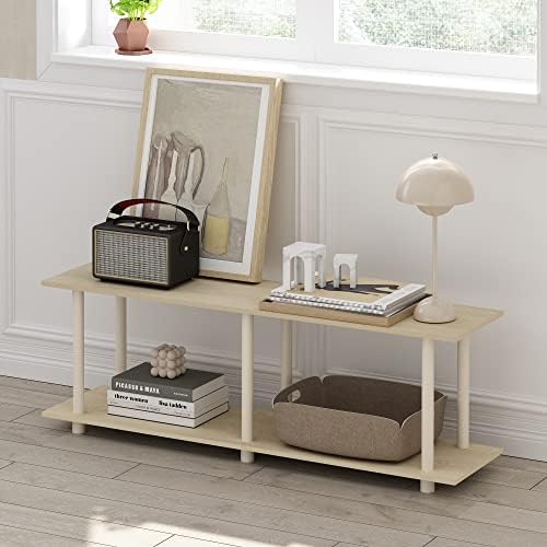 Furinno Turn-N-Tube No Tools Modern Rectangle Side Table, Bauhaus Oak/Beige - Image 2