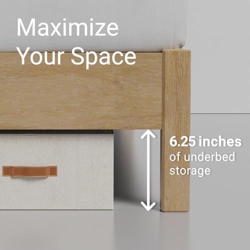 LIFEMENT Signature Wood Platform Bed Frame with Headboard, Essential, Noise Free, Under Bed Storage, No Box Spring Needed, Easy Assembly (Natural, Twin) - Image 4