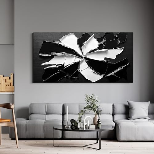 Abstract Wall Art Decor Modern Large Wall Art for Living Room Abstract Canvas Art Wall Decor Oversized Black and White Wall Art Prints Flowers Artwork for Walls Office Home Decorations 35" X 70" - Image 3