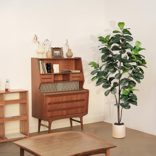 LYERSE Fiddle Leaf Fig Tree Artificial 6ft with Sturdy White Planter - Image 6