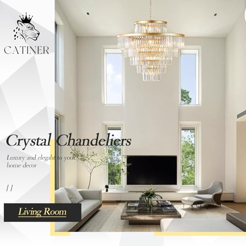 CATINER 36" Large Crystal Chandelier,23-Light Modern Gold Light Fixture - Image 5