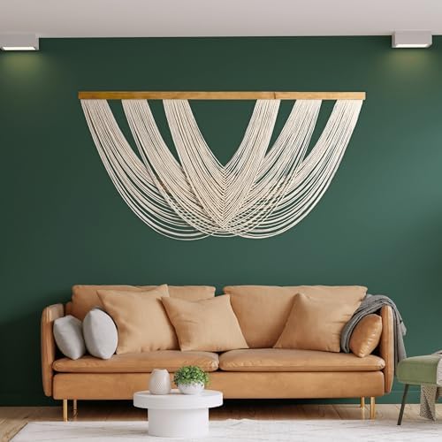 Knots & Beyond Extra Large Macrame Wall Hanging 59" x 33" – Premium Boho Tapestry for Above Bed or Couch, Handmade Yarn Wall Art, Modern Boho Wall Decor for Office, Bedroom, or Living Room, Neutral Fiber Textile Accent - Image 5