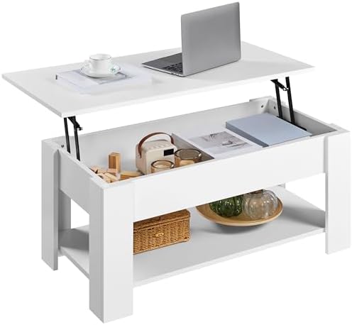 Yaheetech White Lift Top Coffee Table with Storage for Living Room, 38.6" by Yaheetech