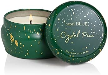 Capri Blue Glimmer Mini Tin - Crystal Pine Scented Candle with Mini Tin Candle Holder - Soy Wax Blend - Capri Blue Crystal Pine Emerald Green and Gold (3 oz) by Unknown
