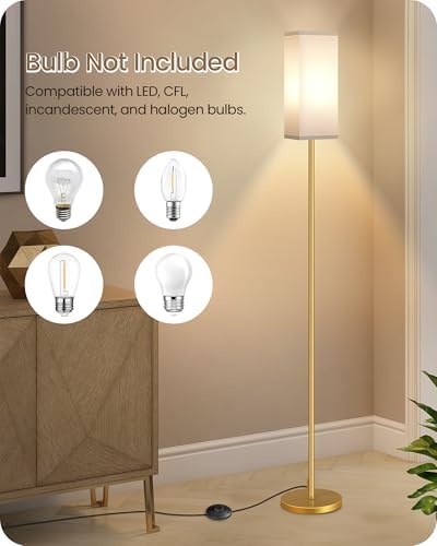 2Pack Floor Lamp, Pole Lamp with Foot Switch, Modern Standing Lampshade, Minimalist Freestanding Lamp (Bulb Not Included)for Living Room, Bedroom,Study, ETL Listed,Gold and White DCW07LDP205 - Image 3