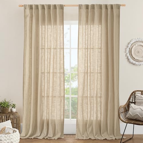 LAMIT Natural Linen Curtains 108 Inch for Living Room 52 x 108 Inch by LAMIT