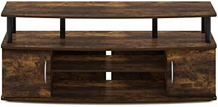Furinno Jaya Entertainment Center Stand Unit/TV Desk for up to 55 inch, Amber Pine/Black - Image 6