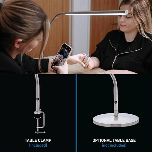 daylight Company, LLC U35108 Slimline 3 Table Lamp-LED-80 CRI-Eye Care-4 Brightness Levels, 3,000 LUX at 30 cm, 1,065 LUMENS-4 Step DIMMER Mode, Brushed Steel, 25.6 x 30 x 0.8 - Image 4