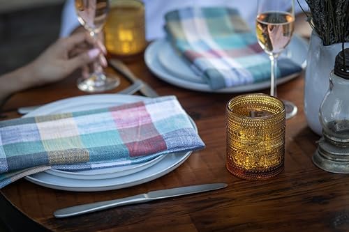 Fortessa Jupiter Beaded Hobnail Glass, 10 Ounce Double Old Fashioned (Set of 6), Amber - Image 3