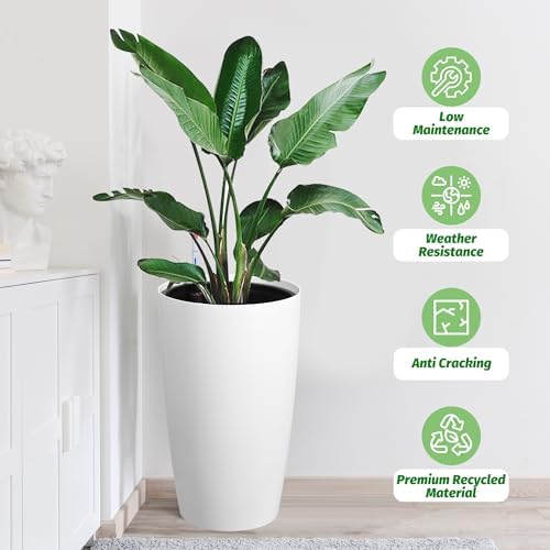 Garvee Tall Planters for Outdoor Plants, 22 in Planters Set of 2, White - Image 5