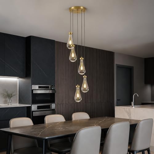Raindrop Pendant Light Fixtures of 5 Lights,Tear Drop Pendants Light - Image 2