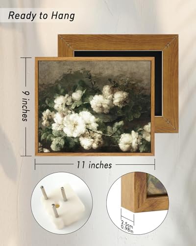 InSimSea Framed Canvas Wall Art Vintage Decor, Flower Prints Room Wall Decor, Botanical Prints Wall Art for Living Room Decorations, Rustic Artwork for Bathroom Bedroom, 9"x11" - Image 5