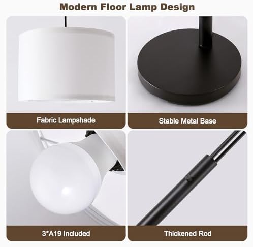 Netin 3 Light Arc Floor Lamps for Living Room, Large Floor Lamp with Remote Control, Modern 80" Tall Standing Lamp, 3 Color Temperature, Mid Century Tree Floor Lamp for Bedroom, Office - Image 6