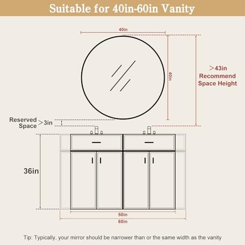 WallBeyond Round Wood Mirror, 40" Round Modern Decoration Large Circle Wall Mirror for Bathroom Living Room Bedroom Entryway, Walnut - Image 4