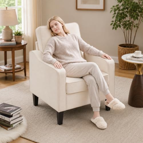Weture Mid-Century Accent Chair, Beige Armchair Living Room Chairs - Image 6