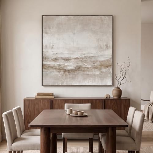 Oversized Framed Neutral Abstract Wall Art for Living Room Decor, 48x48 In - Image 2