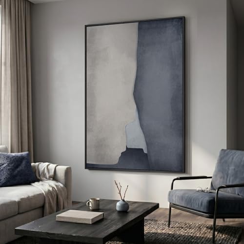 Extra Large Framed Blue Abstract Wall Art for Living Room, Vertical 40x60 - Image 2