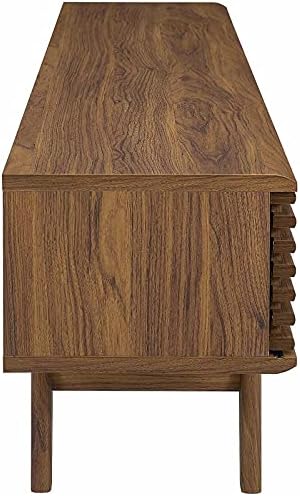 Modway Render 70" Mid-Century Modern Low Profile Media Console Entertainment TV Stand in Walnut Walnut - Image 4