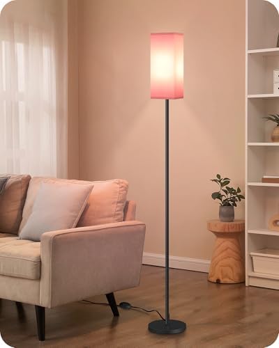 Floor Lamp, Pole with Foot Switch, Modern Standing Lamp Shade, Minimalist Freestanding Lamp (Bulb Not Included), for Living Room, Bedroom Office ETL Listed, Black and Pink P07LD05 by GOEBLESON