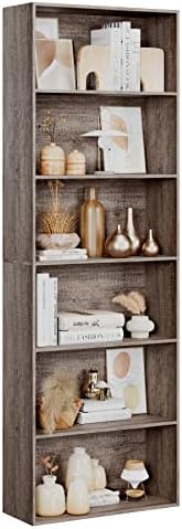 FOTOSOK 6 Tier Tall Bookshelf and Bookcase with Open Display Shelves, Oak by FOTOSOK
