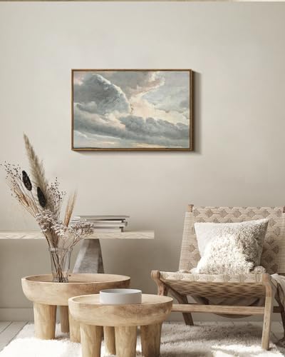 InSimSea Framed Canvas Wall Art Vintage Decor, Large Landscape Wall Art, Study of Clouds Painting, French Country Modern Farmhouse Decorations, Rustic Wall Decor for Living Room Bedroom, 20"x30" - Image 3