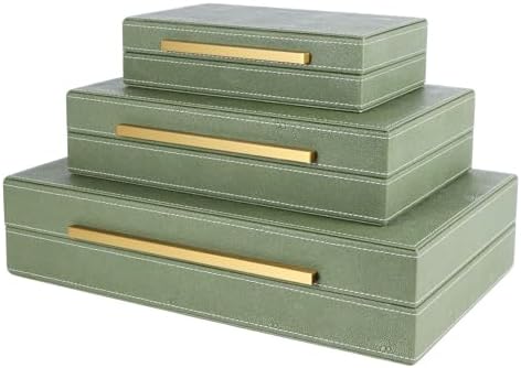 Shagreen Box, Decorative Storage Boxes with Lids, Faux Shagreen Decorative Box for Stacking Jewelry, Photo, Memory, Storage Boxes, Set of 3 by REEMTOO