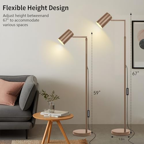Ldeco Arc Floor Lamp for Living Room with Timer, Stepless Dimmable,Height Adjustable Modern Reading Standing Lamps for Living Room,Reading Room,Office,LED Bulb Included (Brown-DM) - Image 2