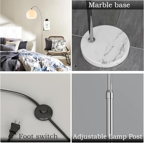 Mid Century Modern White Arc Floor Lamp for Living Room and Bedroom - Image 6