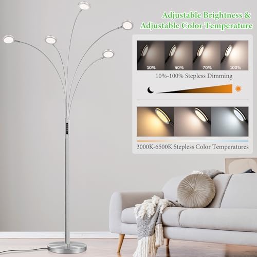 Bairth LED Arc Floor Lamp with Remote,2250LM Dimmable Floor Lamp with Timer - Image 3