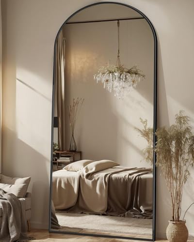 Antok 71" x28” Arched Full Length Mirror with Stand, Floor Mirror, Black by AntokMirror
