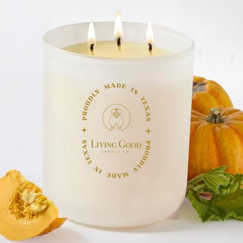 Toasty Pumpkin Brulee - Sweet Pumpkin & Vanilla with Earthy Nutmeg & Cardamom - Perfect Cozy for Fall - Pure Beeswax Candles - 90+ Hours Long Burning - Non-Toxic for Autumn Home Decor - 15 OZ by LivingGoodCandleCo