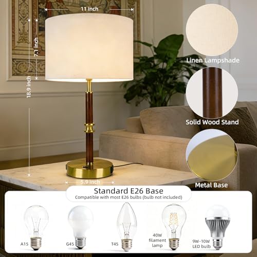 Table Lamp for Bedroom with USB & AC Outlet, Bulb Not Included - Image 3