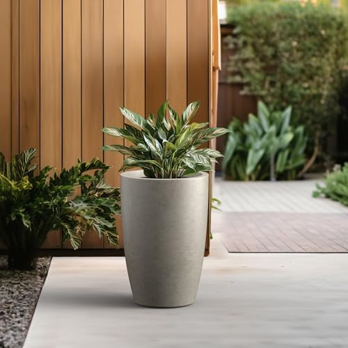 Kante Accent Round Tapered Weathered Concrete Planter 18.1" Tall, Outdoor - Image 5