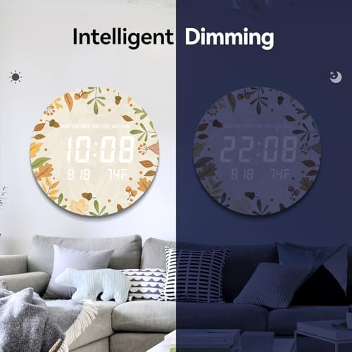 Digital LED Wall Clock for Home & Office, Autumn Leaf, 12'' - Image 6
