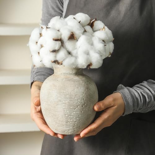 Vanselia Ceramic Flower Vase Home Decor - Small Farmhouse Table Vases Rustic Vintage Living Room Kitchen Bedroom Decorations for House Book Shelf Office Coffee Desk Dining Fireplace (6" Retro) - Image 2