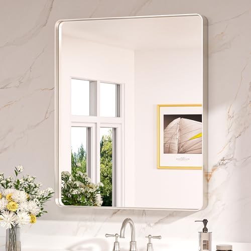 Keonjinn 30 x 36 Inch Brushed Nickel Bathroom Mirrors for Over Sink by Keonjinn