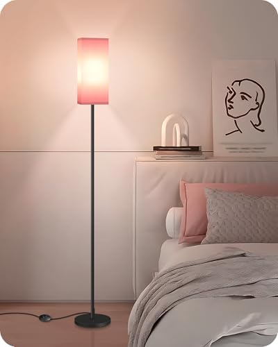 Floor Lamp, Pole with Foot Switch, Modern Standing Lamp Shade, Minimalist Freestanding Lamp (Bulb Not Included), for Living Room, Bedroom Office ETL Listed, Black and Pink P07LD05 - Image 6